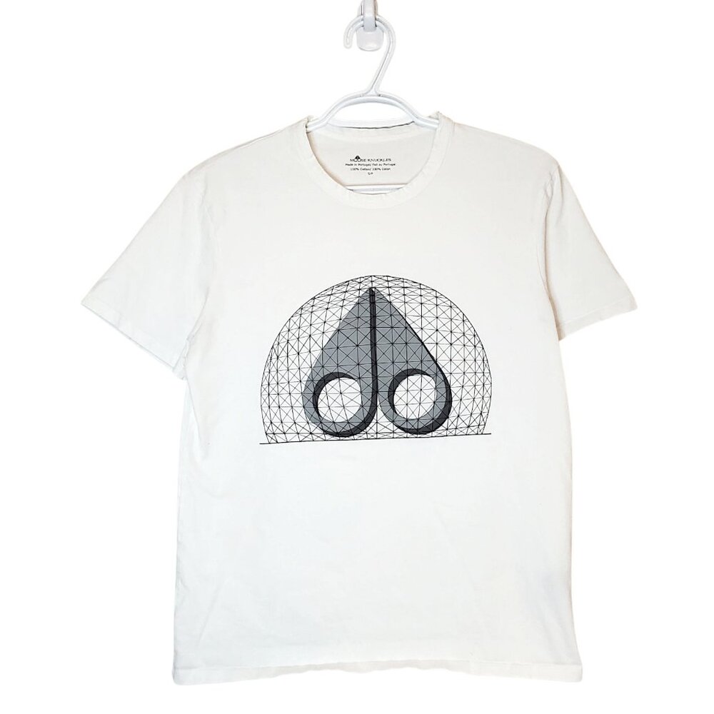 Moose Knuckles logo graphic shirt white size S